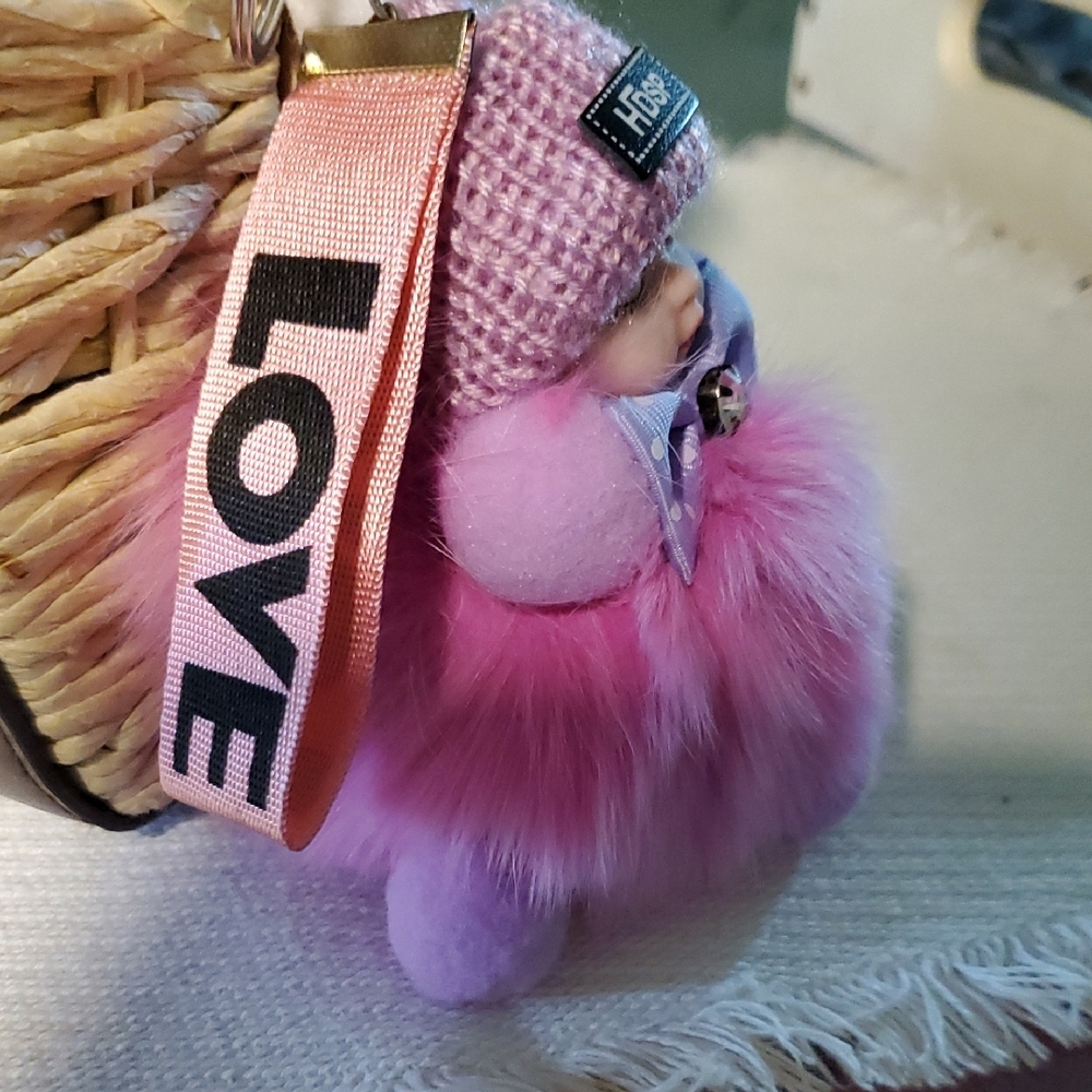 Pink Fluffy Doll Keychain - Picture 4 of 6
